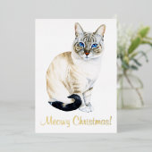 Lynx Point Siamese Kat Persoonlijke Kerstmis Folie Feestdagenkaart (Staand Voorkant)