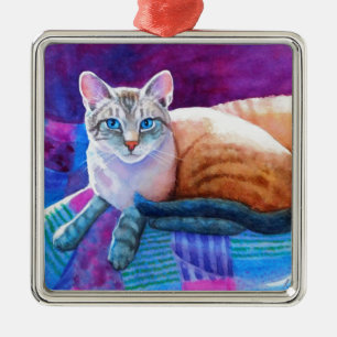 Lynx Point Siamese-katten Metalen Ornament