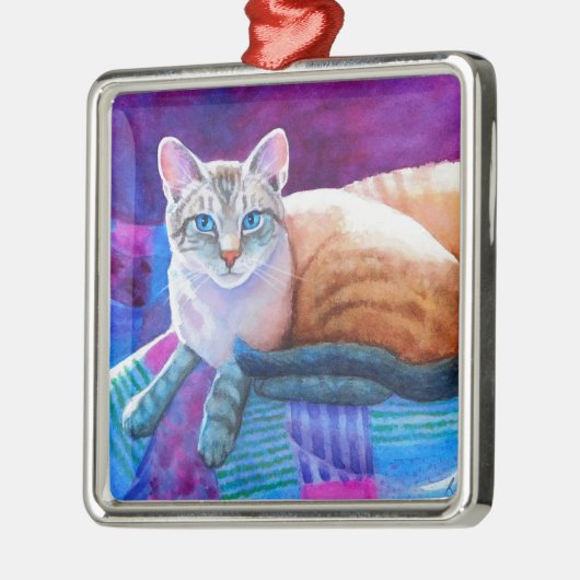 Lynx Point Siamese-katten Metalen Ornament (Links)