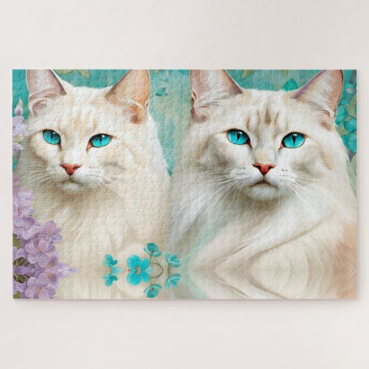Lynx Point Siamese portretkunst Legpuzzel (Horizontaal)