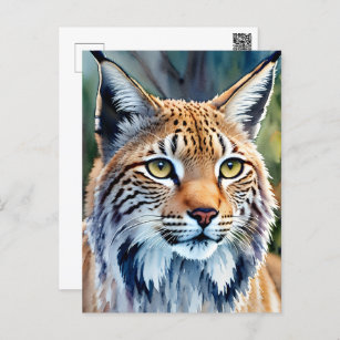 Lynx Portret Waterverf Feline Art Briefkaart