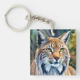 Lynx Portret Waterverf Feline Art Sleutelhanger