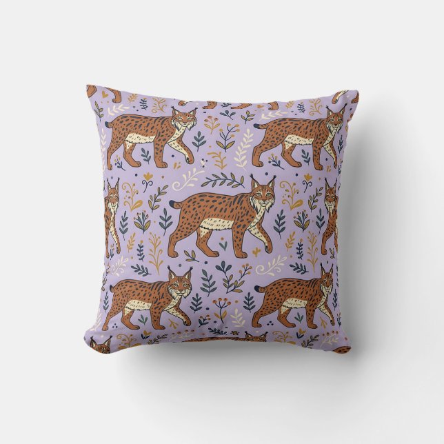 Lynx Print Folk Art Kussenhoes Kussen (Voorkant)