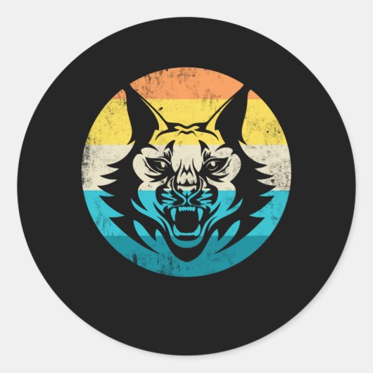 Lynx  Retro Big Cat Wildcat Ronde Sticker (Voorkant)