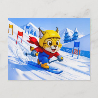 Lynx Skiën Reuzenslalom in de Winter Briefkaart