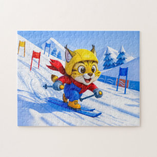 Lynx Skiën Reuzenslalom in de Winter Legpuzzel