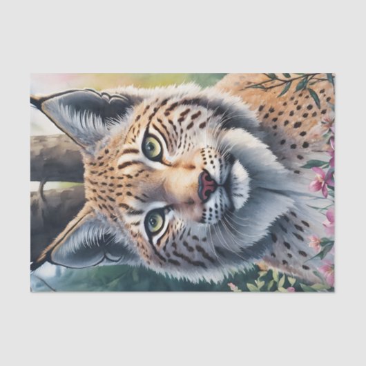 Lynx Waterverf Forest Art Tissuepapier (Voorkant)