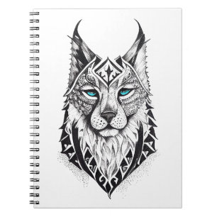 Lynx Wild Animal Natuur Illustratie Art Tattoo Notitieboek