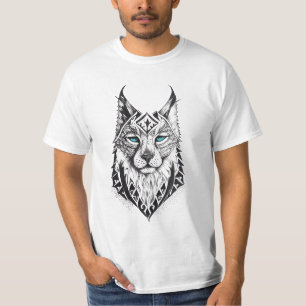 Lynx Wild Animal Natuur Illustratie Art Tattoo T-shirt
