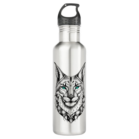 Lynx Wild Animal Natuur Illustratie Art Tattoo Waterfles (Voorkant)
