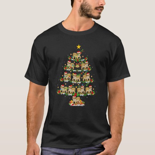 Lynx  Xmas Lights Lynx Christmas Tree T-shirt (Voorkant)