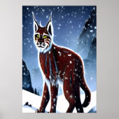 Lynx zit in de sneeuw | AI Art Poster (Voorkant)