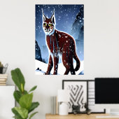 Lynx zit in de sneeuw | AI Art Poster (Thuiskantoor)