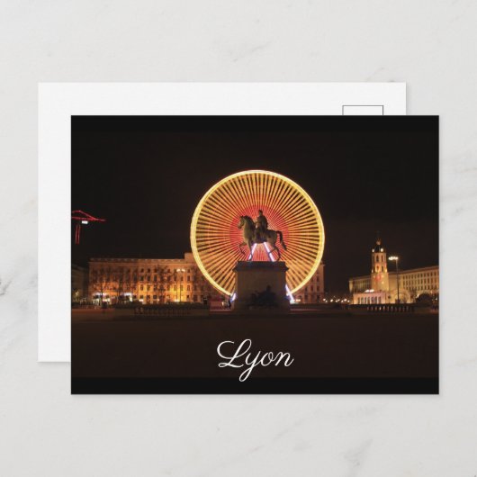 Lyon Bellecour Night Briefkaart (Voorkant / Achterkant)