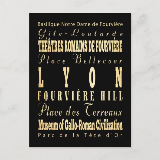 Lyon City of France Typography Art Briefkaart (Voorkant)