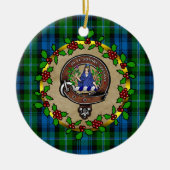 Lyon Clan Badge & Tartan Gepersonaliseerde Kerstmi Keramisch Ornament (Voorkant)