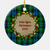 Lyon Clan Badge & Tartan Gepersonaliseerde Kerstmi Keramisch Ornament (Achterkant)