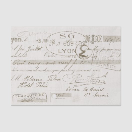 Lyon Factuur  Frans Script Tissuepapier (Voorkant)
