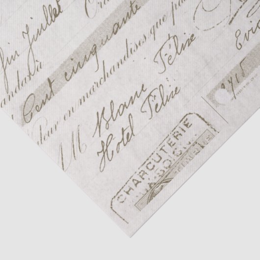 Lyon Factuur  Frans Script Tissuepapier (Detail)