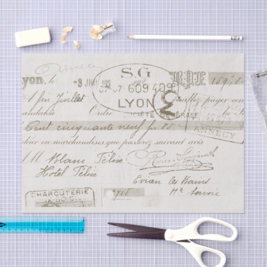 Lyon Factuur  Frans Script Tissuepapier (Craft)