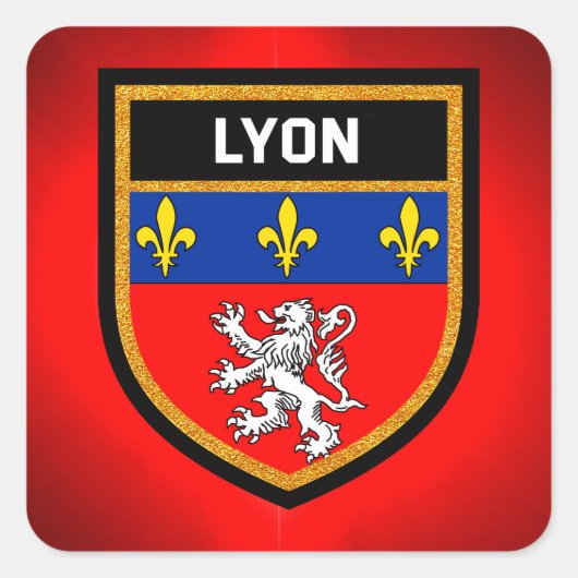 Lyon Flag Vierkante Sticker (Voorkant)