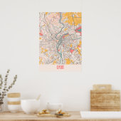 Lyon - France Chalk City Map Poster (Keuken)