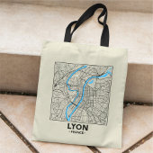 Lyon, France, City Map Tote Bag