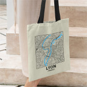 Lyon, France, City Map Tote Bag