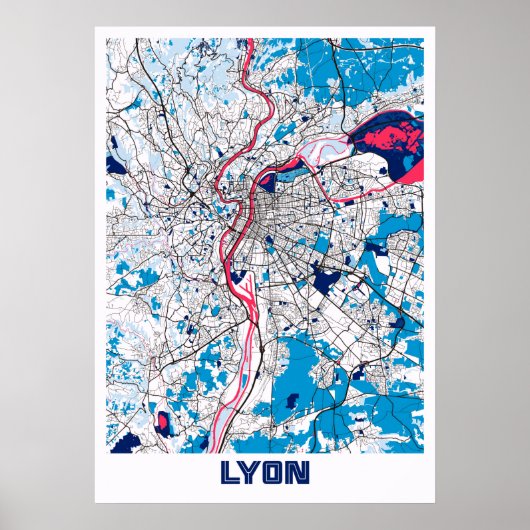 Lyon - France MilkTea City Map Poster (Voorkant)