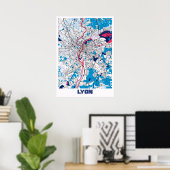 Lyon - France MilkTea City Map Poster (Thuiskantoor)