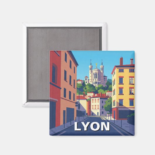 Lyon Frankrijk Basilica Reizen Abstract Magneet (Voorkant / Achterkant)