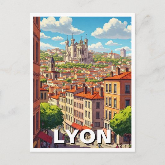 Lyon Frankrijk Basilica Reizen Briefkaart (Voorkant)