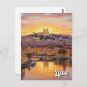 Lyon Frankrijk Basilica Sunset Travel Briefkaart (Voorkant / Achterkant)