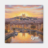Lyon Frankrijk Basilica Sunset Travel Magneet (Voorkant)