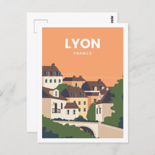 Lyon Frankrijk Beroemde Reisplaats Illustratie Briefkaart