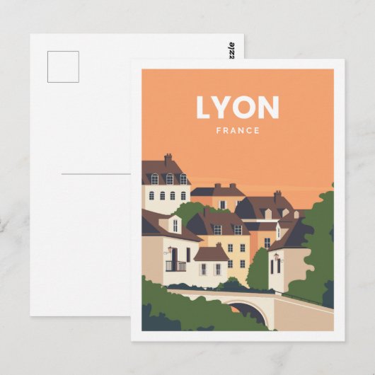 Lyon Frankrijk Beroemde Reisplaats Illustratie Briefkaart (Voorkant / Achterkant)