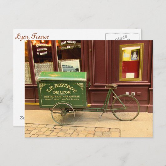 Lyon, Frankrijk Briefkaart. Fietsprogramma's, kobb Briefkaart (Voorkant / Achterkant)