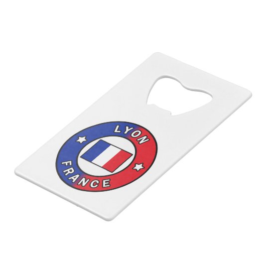 Lyon Frankrijk Creditkaart Flessenopener (Voorkant Gekanteld)