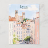 Lyon Frankrijk Gouache Verf Illustratie Reizen Briefkaart (Voorkant)