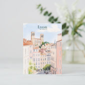 Lyon Frankrijk Gouache Verf Illustratie Reizen Briefkaart (Staand voorkant)