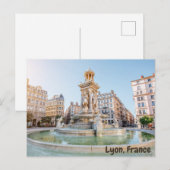 Lyon, Frankrijk Jacobins Square Fountain Briefkaart (Voorkant / Achterkant)