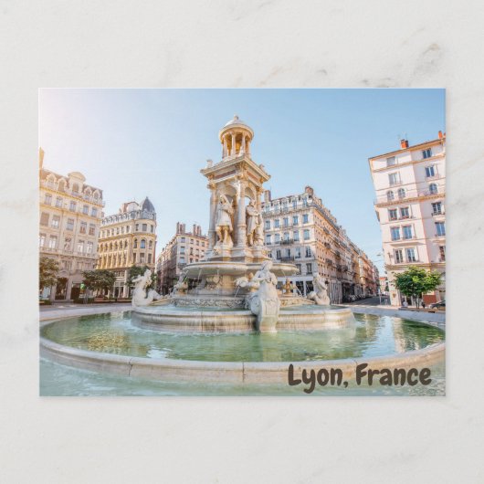 Lyon, Frankrijk Jacobins Square Fountain Briefkaart (Voorkant)