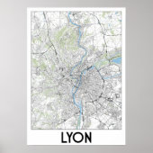 Lyon, Frankrijk kaart Poster (Voorkant)