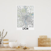 Lyon, Frankrijk kaart Poster (Keuken)