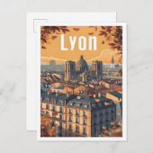 Lyon Frankrijk  Kunst Reizen Illustratie Briefkaart (Voorkant / Achterkant)