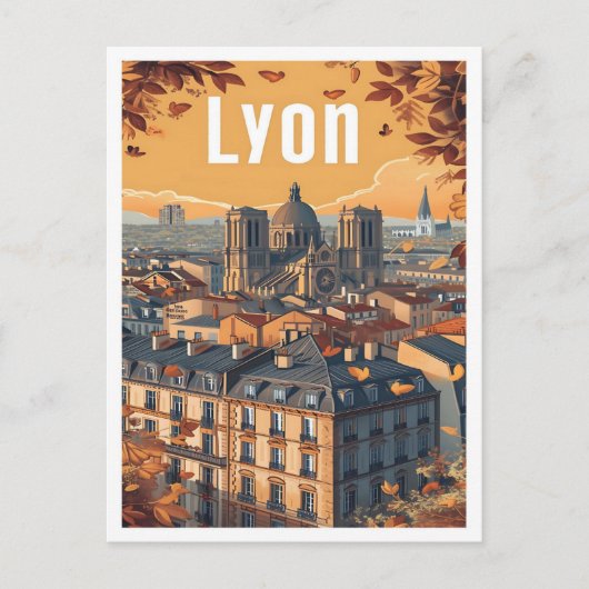 Lyon Frankrijk  Kunst Reizen Illustratie Briefkaart (Voorkant)
