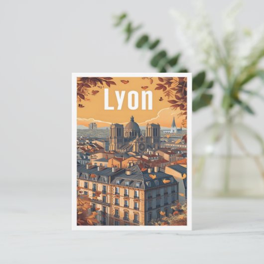 Lyon Frankrijk  Kunst Reizen Illustratie Briefkaart (Staand voorkant)