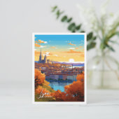 Lyon Frankrijk Kunst vintage reisillustratie Briefkaart (Staand voorkant)