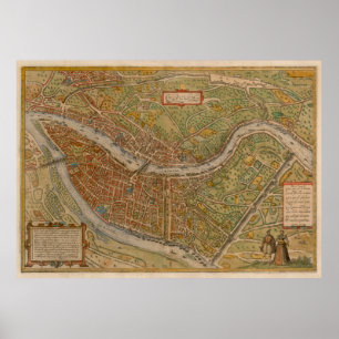  Lyon Frankrijk Map (1572) Poster