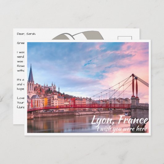 Lyon Frankrijk met Bridge Briefkaart (Voorkant / Achterkant)